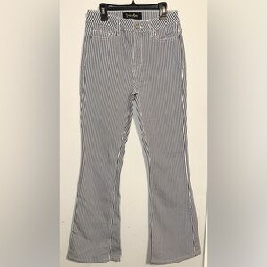 Indigo Rein Navy and White Striped Flare Jeans